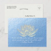 YOGAスタジオメディテーションインストラクター引用文金ゴールドロータス ポストカード (正面/裏面)