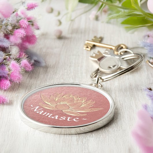 YOGAスタジオメディテーション霊気インストラクター金ゴールドロータス キーホルダー