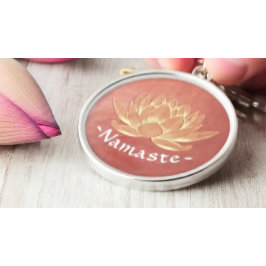 YOGAスタジオメディテーション霊気インストラクター金ゴールドロータス キーホルダー