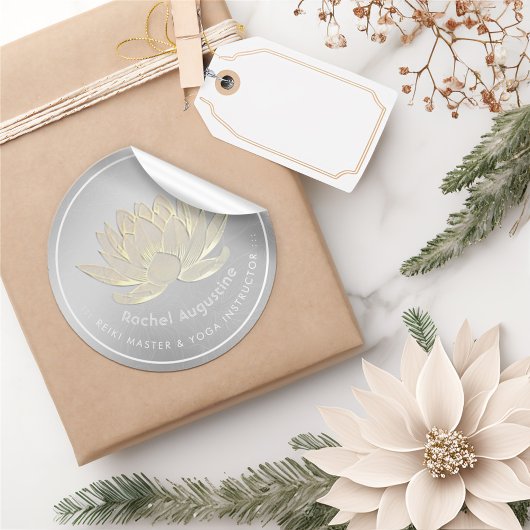 YOGAスタジオメディテーション霊気インストラクター金ゴールドロータス ラウンドシール