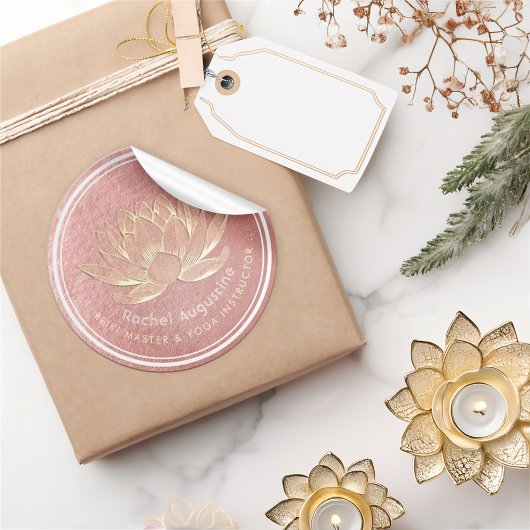 YOGAスタジオメディテーション霊気インストラクター金ゴールドロータス ラウンドシール