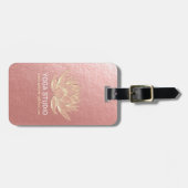 YOGAスタジオメディテーション霊気インストラクター金ゴールドロータス ラゲッジタグ (正面横)