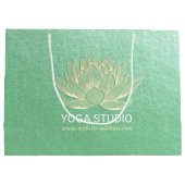 YOGAスタジオメディテーション霊気インストラクター金ゴールドロータス ラージペーパーバッグ (裏面)
