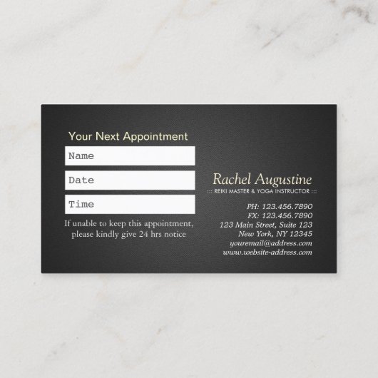 YOGAスタジオメディテーション霊気インストラクター金ゴールドロータス 予約カード (裏面)