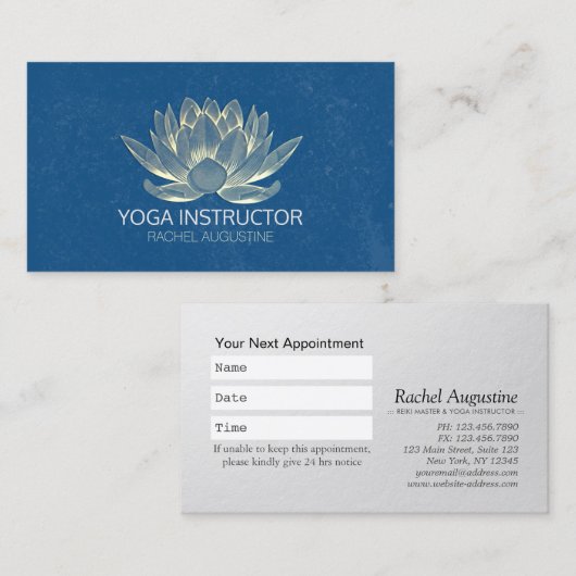 YOGAスタジオメディテーション霊気インストラクター金ゴールドロータス 予約カード (正面/裏面)
