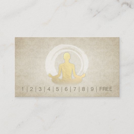 YOGAスタジオロイヤリティパンチ瞑想ポーズZENサイン ロイヤリティカード (正面)