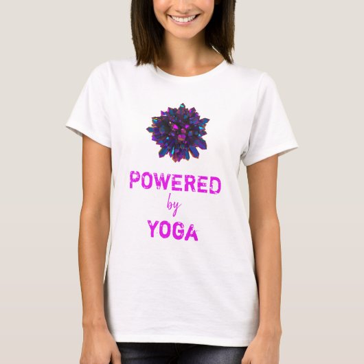 *~* YOGAピンクパープルクリスタルスフィア女性白 Tシャツ (正面)