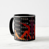 YogaポーズするセラミックギフトコーヒーカップMug マグカップ (正面左)