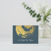 YOGAマッサージギフト証明書ブルー金ゴールドZENシンボル 割引カード (スタンド正面)