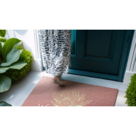 YOGA瞑想インストラクターウェルカムバラ金ゴールドロータス ドアマット