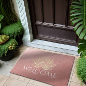 YOGA瞑想インストラクターウェルカムバラ金ゴールドロータス ドアマット