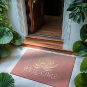 YOGA瞑想インストラクターウェルカムバラ金ゴールドロータス ドアマット