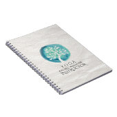 YOGA瞑想インストラクターエレガント水色ツリー ノートブック (右側)