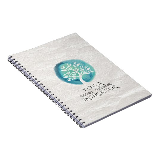YOGA瞑想インストラクターエレガント水色ツリー ノートブック (右側)
