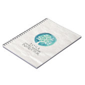 YOGA瞑想インストラクターエレガント水色ツリー ノートブック (左側)