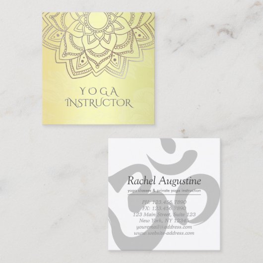 YOGA瞑想エレガントインストラクターマンダラフローラ スクエア名刺 (正面/裏面)