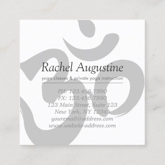 YOGA瞑想エレガントインストラクターマンダラフローラ スクエア名刺 (裏面)