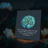 YOGA瞑想引用文エレガント水色ツリー ポスター