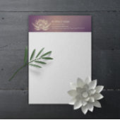 YOGA瞑想霊気インストラクターパープル金ゴールドロータス レターヘッド