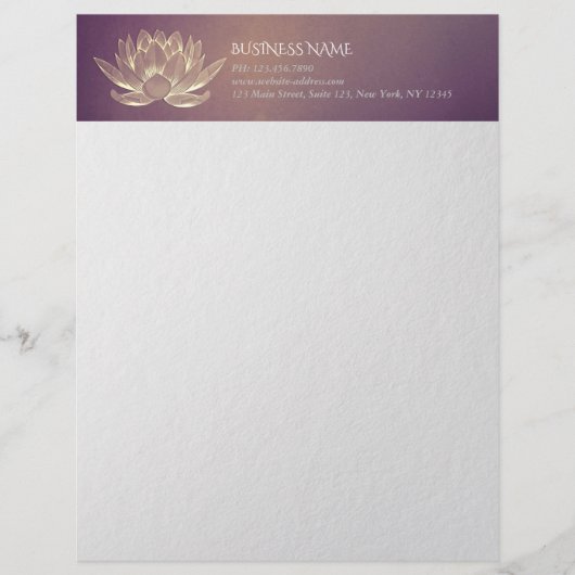 YOGA瞑想霊気インストラクターパープル金ゴールドロータス レターヘッド (正面)