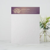 YOGA瞑想霊気インストラクターパープル金ゴールドロータス レターヘッド (スタンド正面)