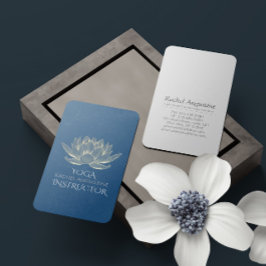 YOGA瞑想霊気インストラクターブルー&金ゴールドロータス 名刺