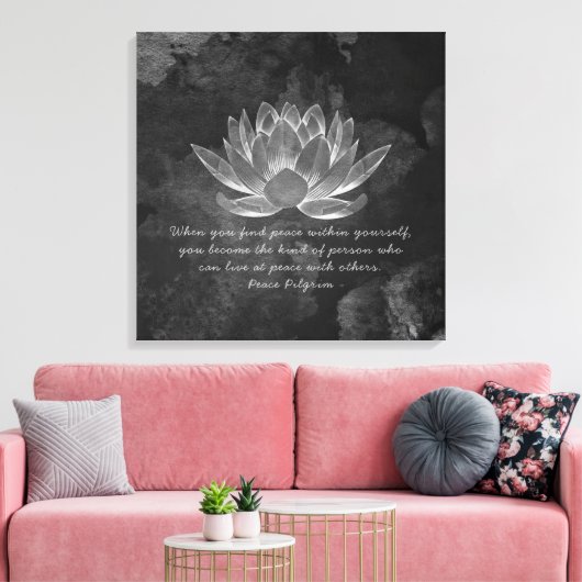 YOGA瞑想霊気インストラクター引用文シックロータス キャンバスプリント (インサイチュ (リビング))