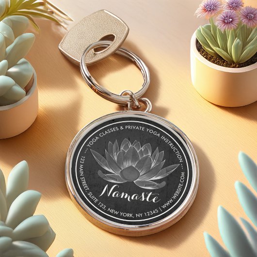 YOGA瞑想霊気インストラクター白黒ロータス キーホルダー