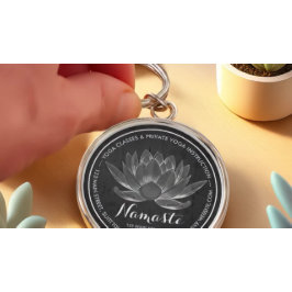 YOGA瞑想霊気インストラクター白黒ロータス キーホルダー