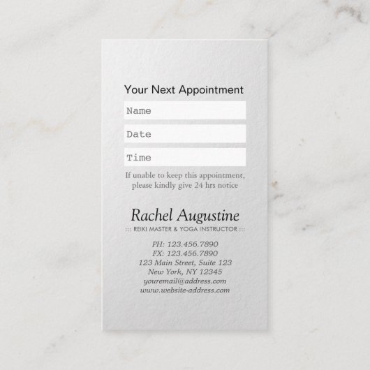 YOGA瞑想霊気インストラクター白黒ロータス 予約カード (裏面)