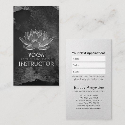 YOGA瞑想霊気インストラクター白黒ロータス 予約カード (正面/裏面)