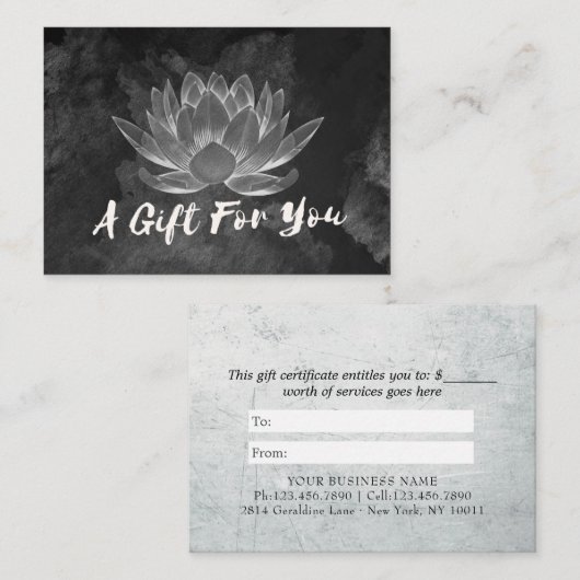 YOGA瞑想霊気インストラクター白黒ロータス 割引カード (正面/裏面)