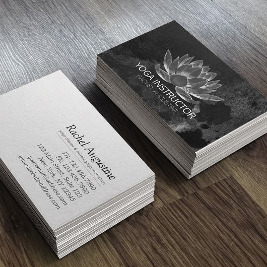 YOGA瞑想霊気インストラクター白黒ロータス 名刺