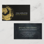 YOGA金エレガント箔ブラシストローク禅シンボル 名刺 (正面/裏面)