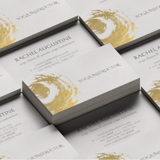 YOGA金エレガント箔ブラシストローク禅シンボル 名刺