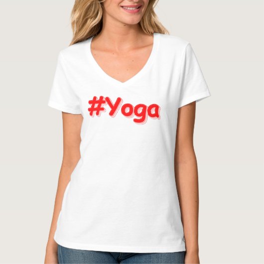「#Yoga」かわいいデザイン。買今 Tシャツ (正面)