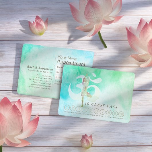 YOGA 10クラスパスアポイントメント瞑想ポーズルーム 予約カード