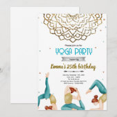 Yoga adult birthday party invitation 招待状 (正面/裏面)