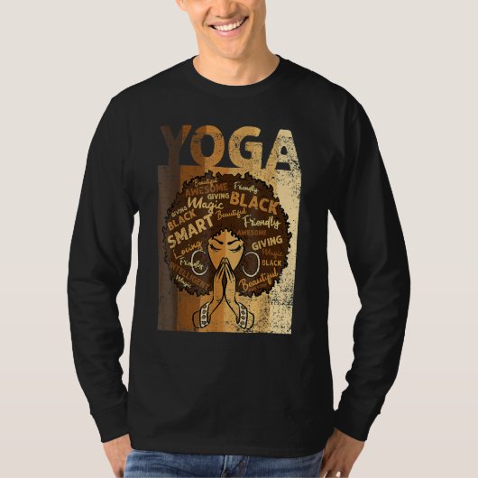 Yoga Afro Woman Black History Month BLM Melanin Ze Tシャツ (正面)