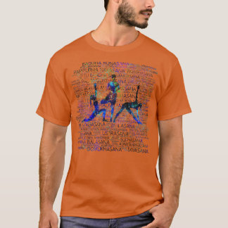 Yoga Asanasサンスクリットワードアートをポーズ Tシャツ