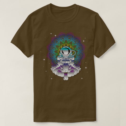 Yoga Astronaut Mandala Zen Meditation Lotus Pose T Tシャツ (デザイン正面)