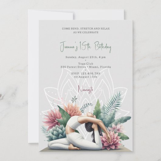 Yoga birthday party 招待状 (正面)