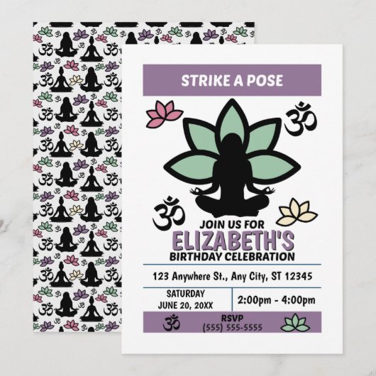 Yoga Birthday Party Invitation 招待状 (正面/裏面)