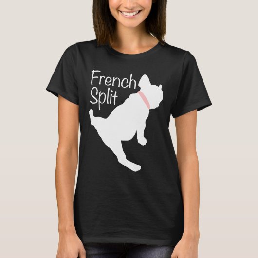 Yoga Bulldogフランスの The Split Frenchie Spliを実行 Tシャツ (正面)