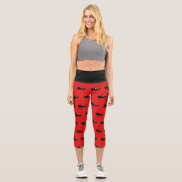 Yoga Capri Black & Red w/Shoe Doodle カプリレギンス