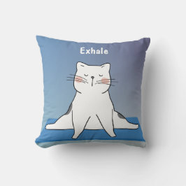 Yoga Cat装飾用クッション、16インチx 16インチ、Exhale クッション