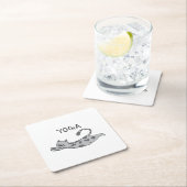 Yoga Cat スクエアペーパーコースター (インサイチュ)