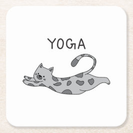 Yoga Cat スクエアペーパーコースター