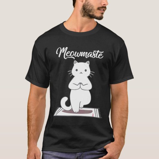 Yoga Cat Meowmaste Namaste Tシャツ (正面)