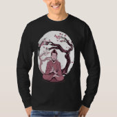 Yoga cherry blossom tree meditate Japanese writing Tシャツ (正面)